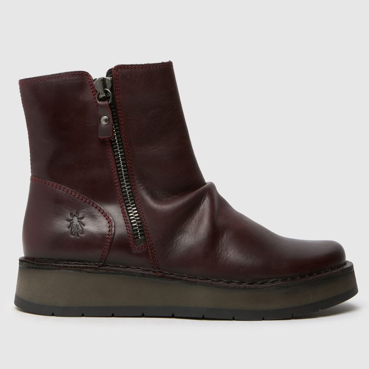 Fly London riwi zip boots in burgundy