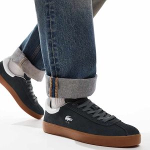 Lacoste Baseshot trainer 224 in off dark grey suede