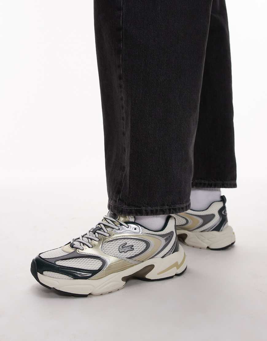 Lacoste storm 96 trainer in off white/green