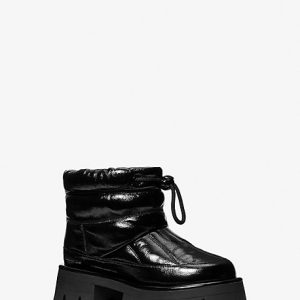 MK Barton Crackled Patent Leather Boot - Black - Michael Kors