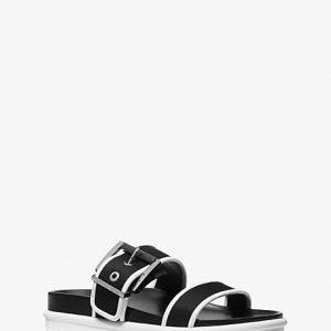 MK Colby Two-Tone Neoprene Slide Sandal - White - Michael Kors