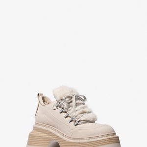 MK Shiloh Nubuck and Faux Fur Platform Boot - Natural - Michael Kors