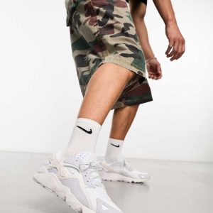 Nike Air Huarache Runner trainers in white and grey