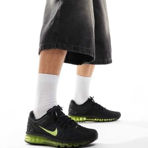 Nike Air Max 2013 trainers in black and volt