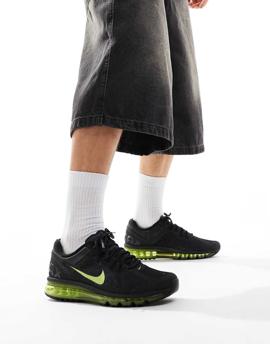 Nike Air Max 2013 trainers in black and volt
