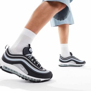 Nike Air Max 97 trainers in black and blue grey