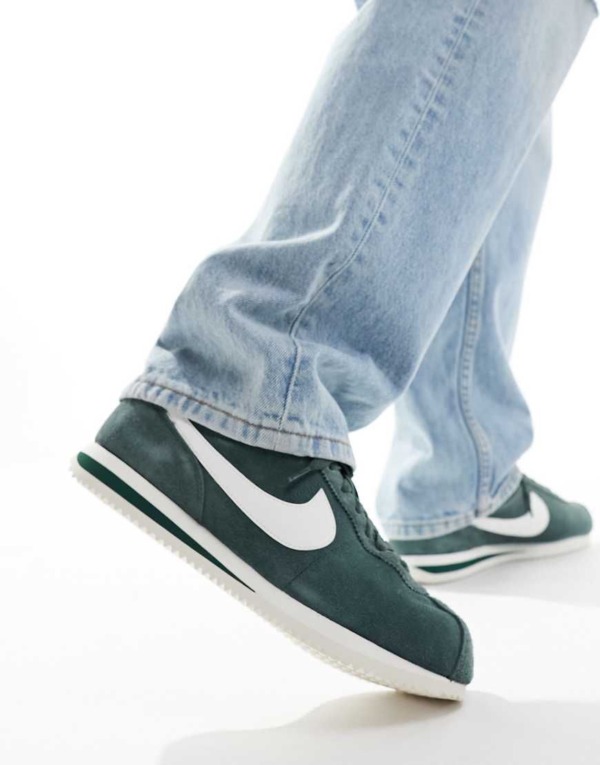 Nike Cortez men's suede trainers in dark green-Navy