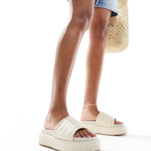 Public Desire Mylo flatform slider in stone-Neutral