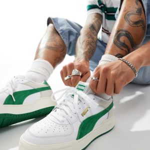 Puma CA Pro suede trainers in white and green