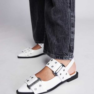 Steve Madden Grand Ave Sling Back Buckle shoe in White