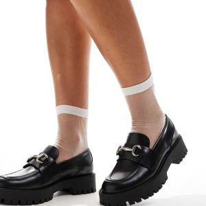 Steve Madden Lando-cn Chunky Loafer in Blak Leather-Black