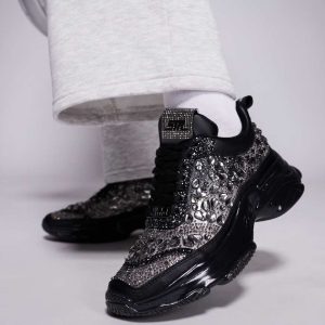 Steve Madden Manifesto rhinestone chunky trainers in black
