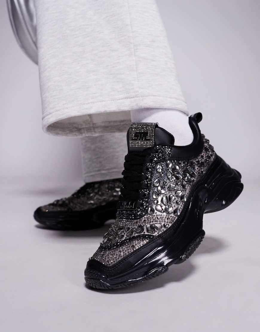Steve Madden Manifesto rhinestone chunky trainers in black