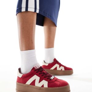 Steve Madden Opponent fltaform trainers in red suede