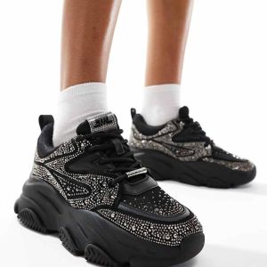 Steve Madden Privy Embelished Chunky Trainers in Black