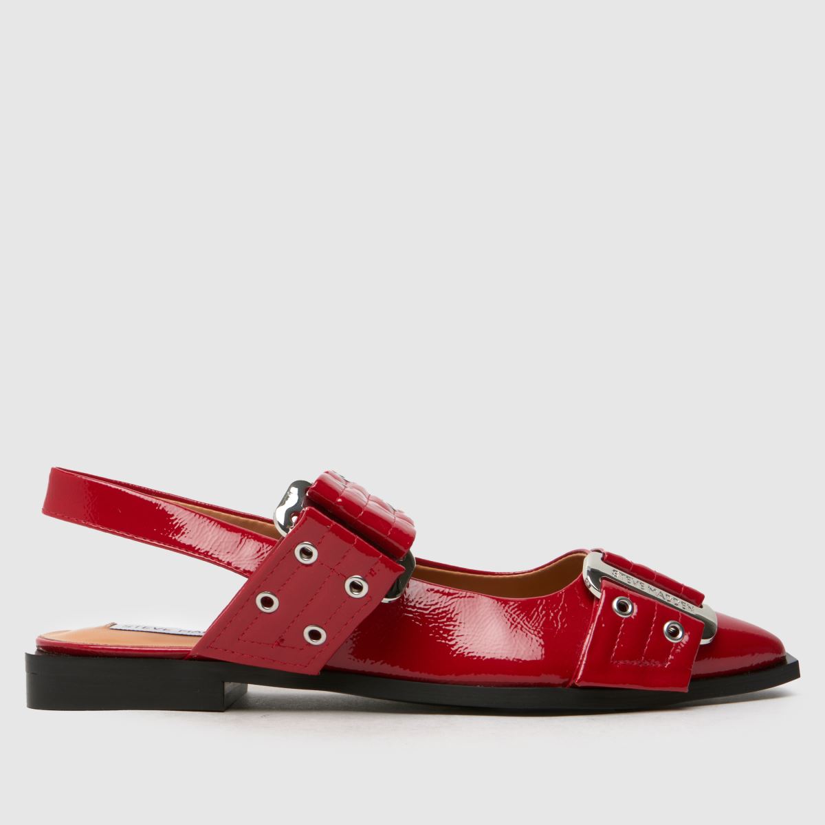Steve Madden grand ave buckle flat shoes in red