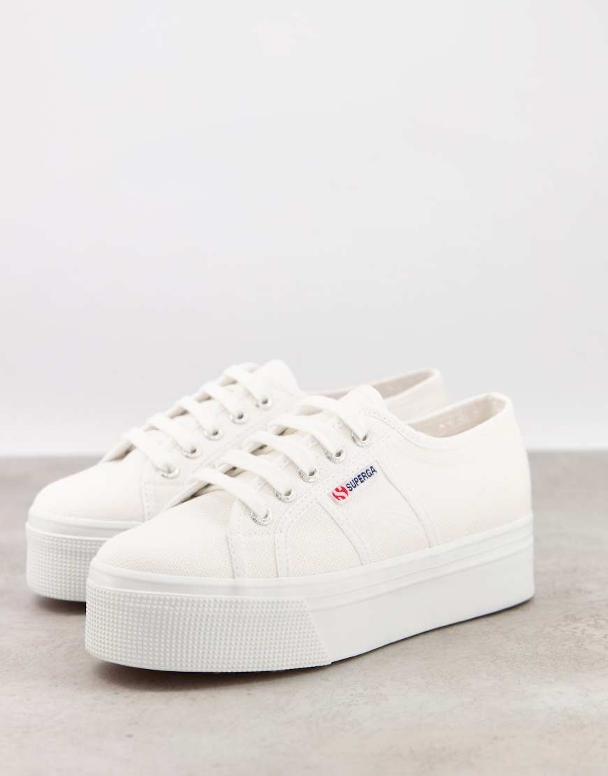 Superga 2790 Linea flatform chunky trainers in white canvas