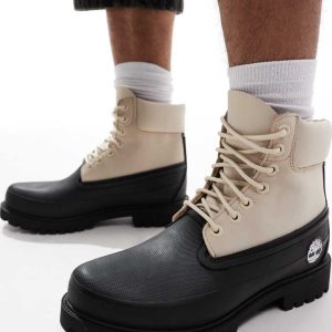 Timberland 6 inch waterproof boot in black and natural