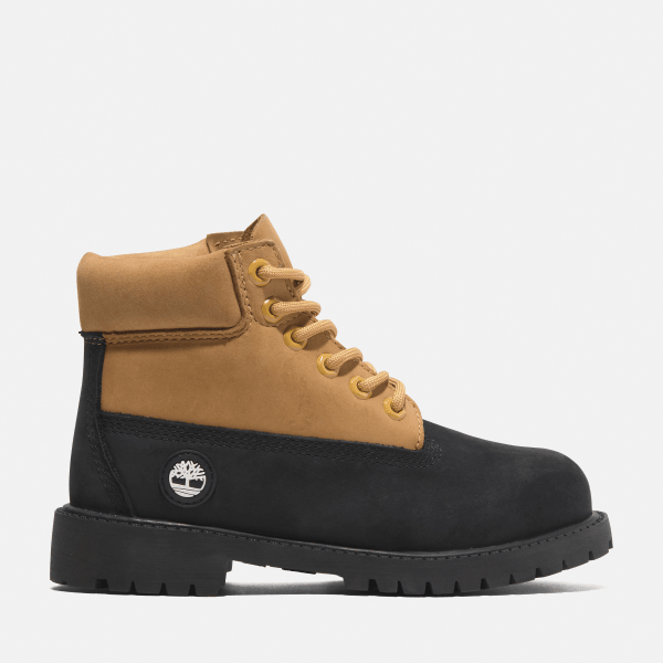 Timberland - Timberland Premium 6-Inch Lace-Up Waterproof Boot for Junior in Black/Yellow, Yellow, Size: 5.5