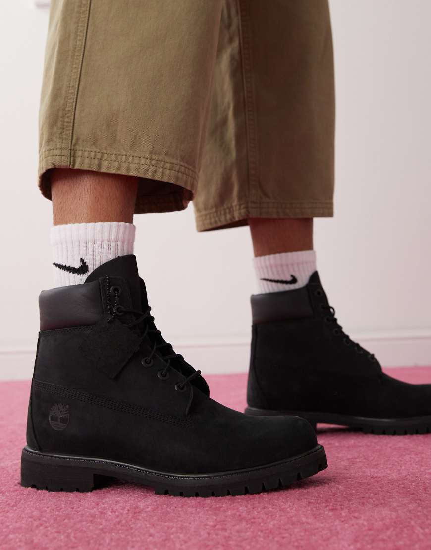 Timberland premium 6 inch boots in black nubuck