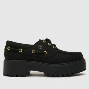 Timberland stone street boat flat shoes in black