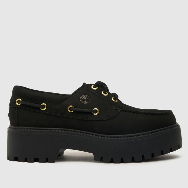 Timberland stone street boat flat shoes in black