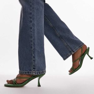 Topshop Iyla strappy heeled sandal in green