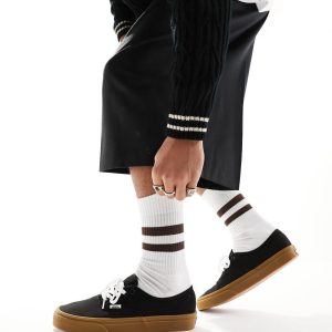 Vans Authentic trainers in black with gum sole