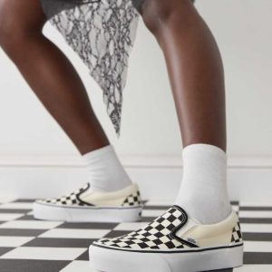 Vans Classic Slip-On Platform checkerboard trainers in black and white