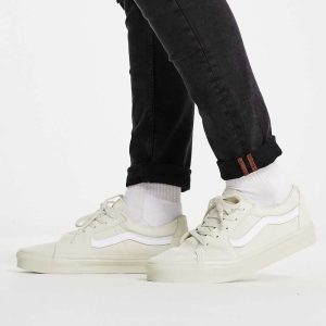 Vans SK8-Low trainers in off white suede