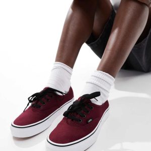 Vans authentic trainers in burgundy and white-Black