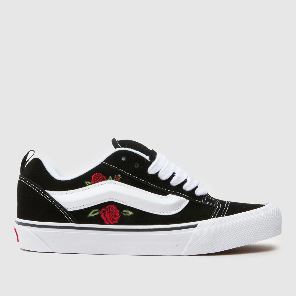 Vans knu skool black roses trainers in black & red