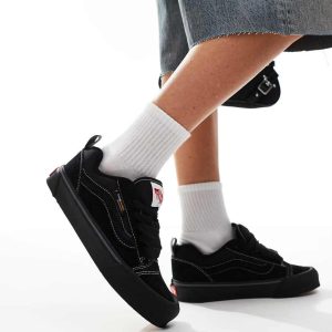 Vans knu skool chunky cordura mix trainers in triple black