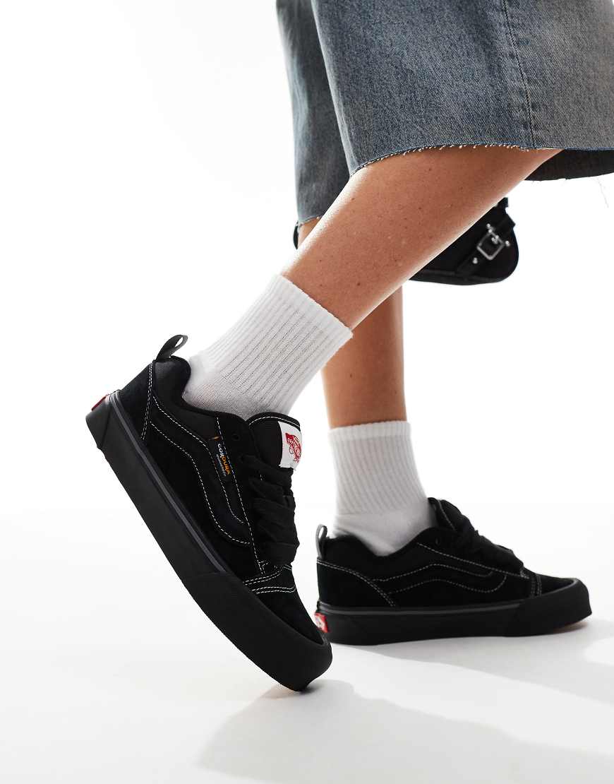 Vans knu skool chunky cordura mix trainers in triple black