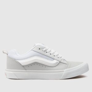 Vans knu skool trainers in white & grey