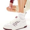 Vans upland chunky leather trainers in white and burgundy-Red