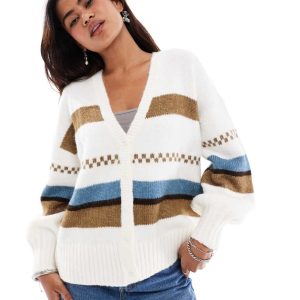 Vans valerie boucle cardigan in off white