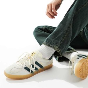 adidas Originals Gazelle Indoor trainers in cream and green-Multi