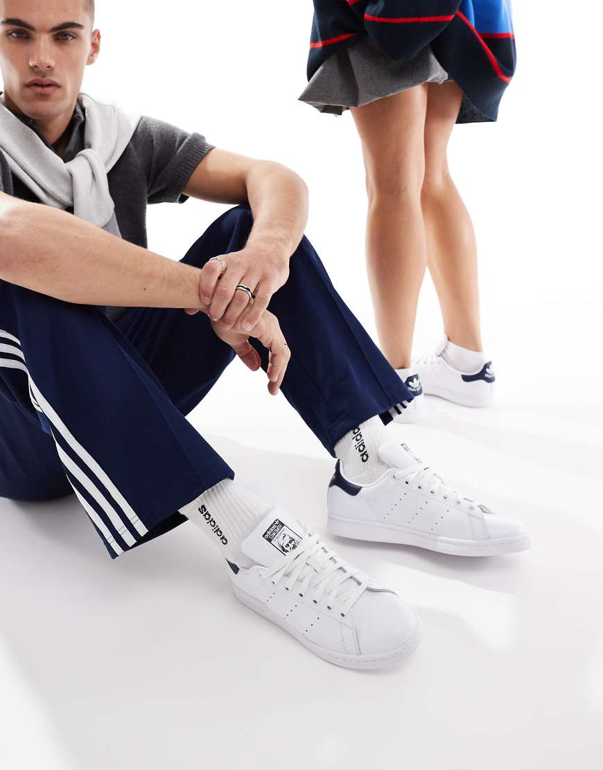 adidas Originals Stan Smith trainers in white and blue adidas Originals Stan Smith trainers in white and blue