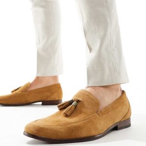 schuh Ren tassel loafers in tan suede-Brown