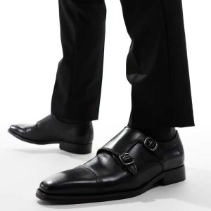 schuh Ronaldo monkstrap shoes in black leather