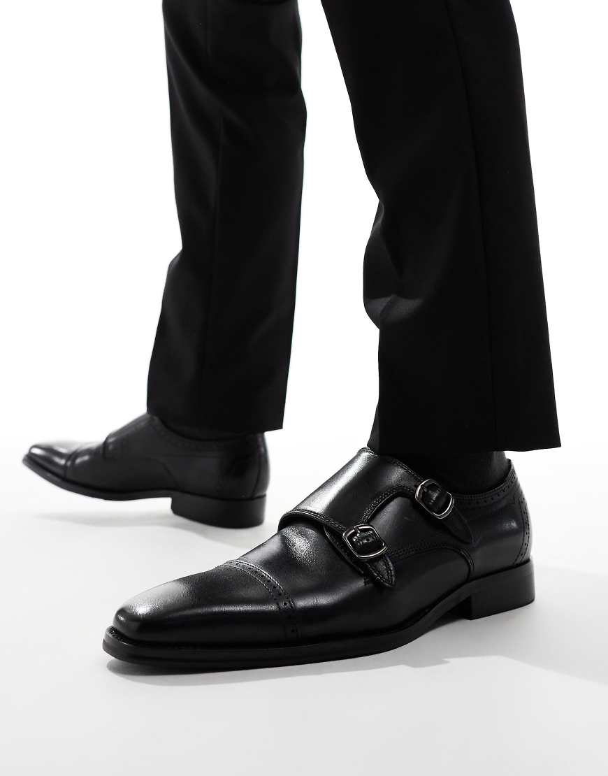 schuh Ronaldo monkstrap shoes in black leather