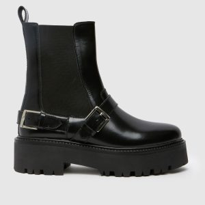 schuh ariah leather buckle boots in black