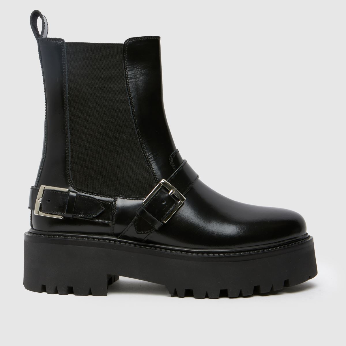 schuh ariah leather buckle boots in black