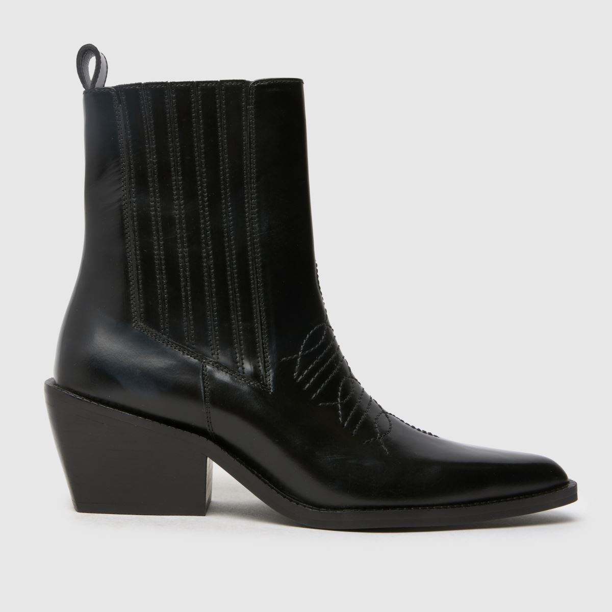 schuh brennan leather box western boots in black