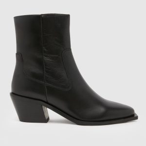 schuh briar leather western boots in black