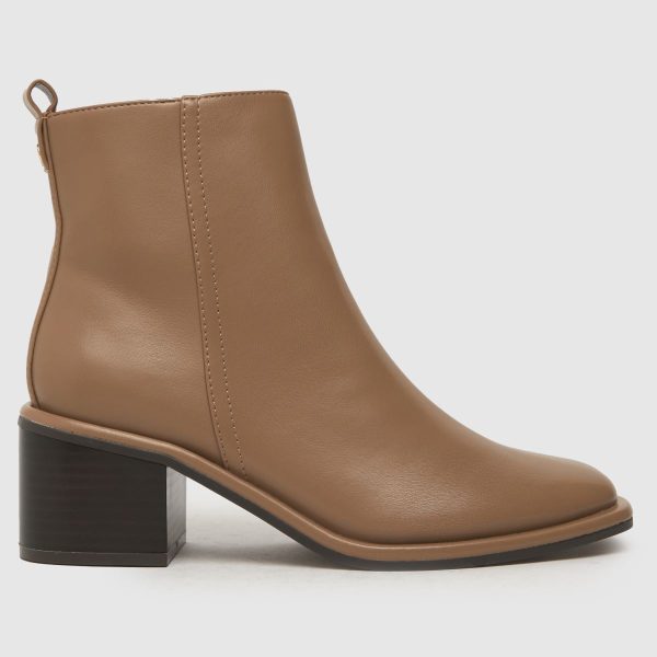schuh bryony block heel boots in beige