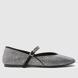 schuh lois embellished ballerina flat shoes in silver