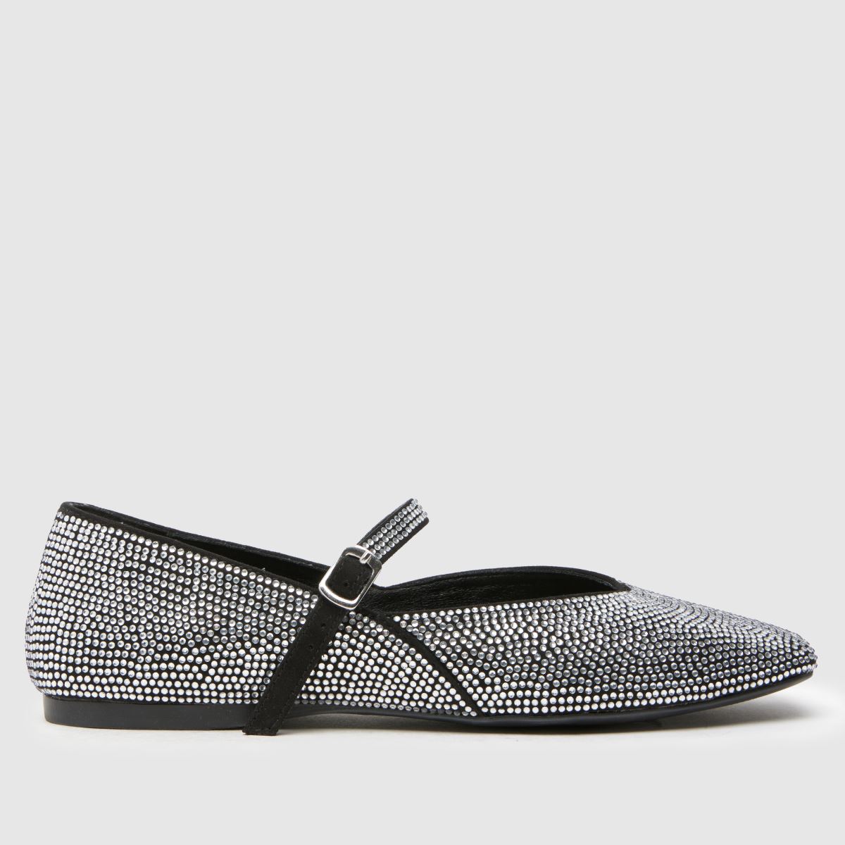 schuh lois embellished ballerina flat shoes in silver